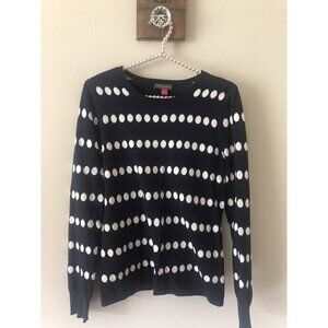 Vince Camuto Womens Size Small Blue White Polka Dot Sweater